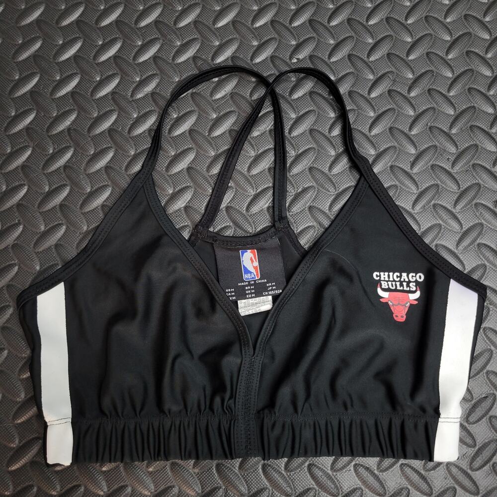 NBA Chicago Bulls Sports Bra Black White Racerback Activewear Medium